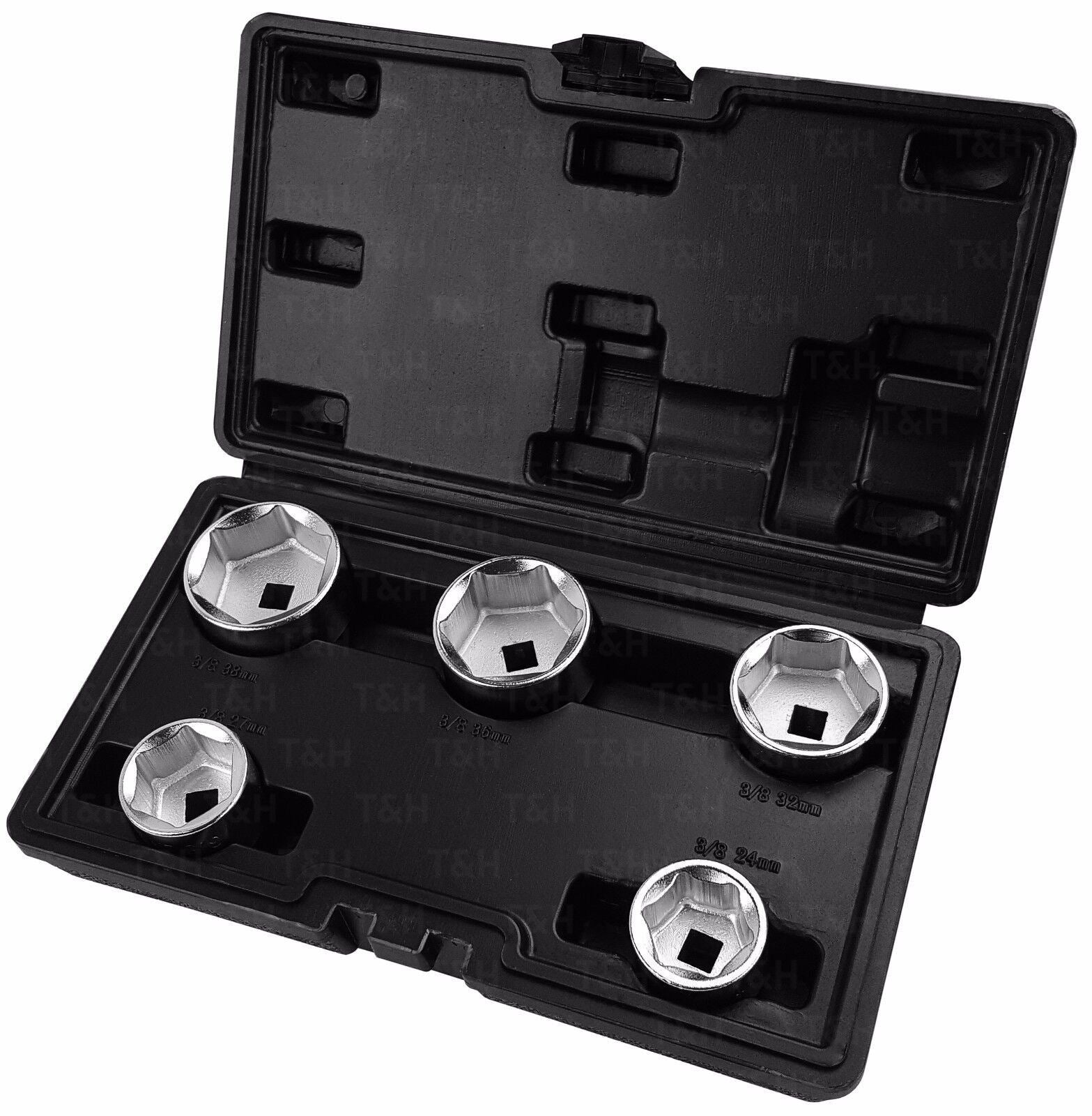 US Pro 5 Piece 3/8" Drive 6 Point Low Profile Oil Filter Sockets 24mm - 38mm 3235