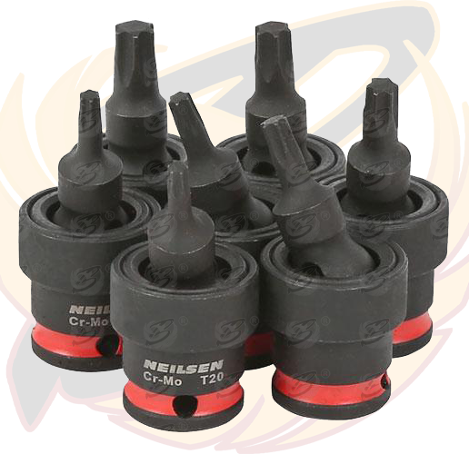 Neilsen 7 Piece 3/8" Drive Swivel Impact Torx Bit Sockets T20 - T50 ( CT6016 )