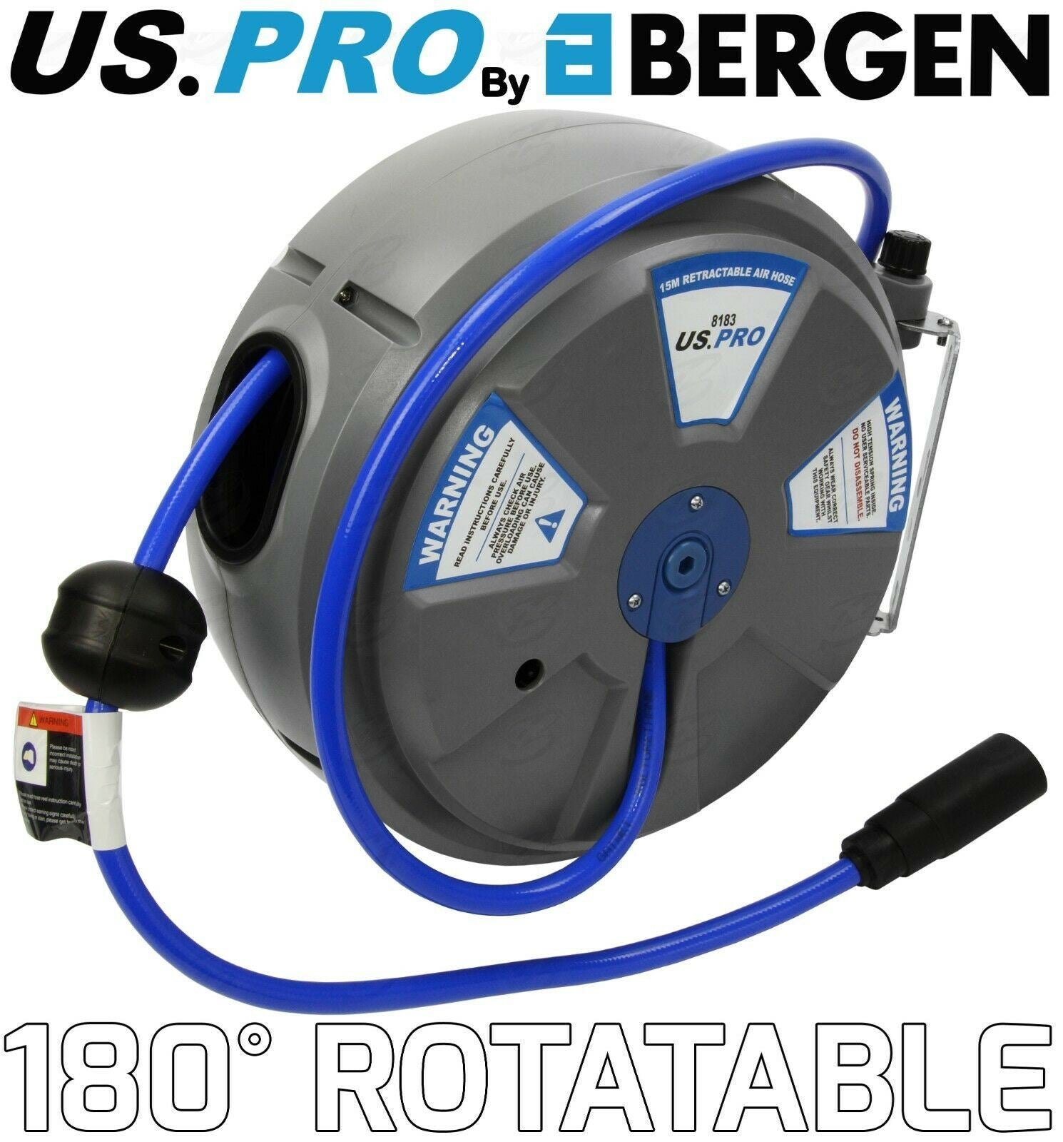 US PRO 15M x 8MM RETRACTABLE AIR HOSE REEL