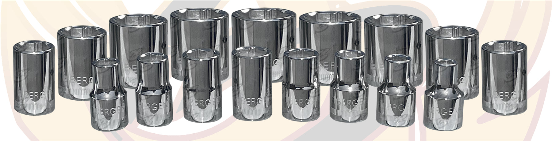 BERGEN 17PCS 3/8" DRIVE 6 POINT SHALLOW Xi - ION SOCKETS 6MM - 22MM