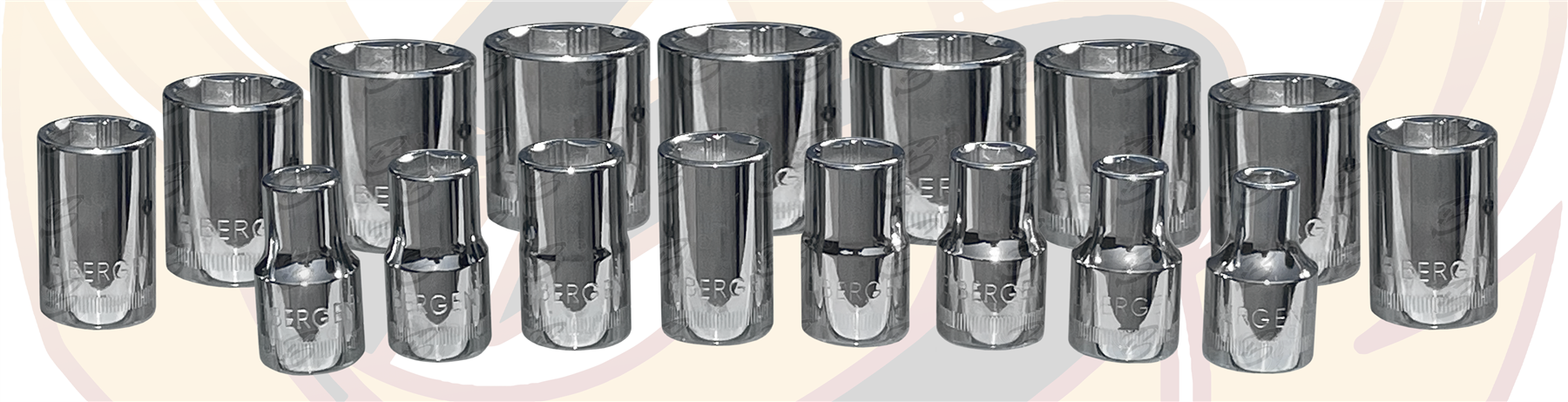 Bergen 17 Piece 3/8" Drive 6 Point Shallow Xi - Ion Sockets 6mm - 22mm 1169