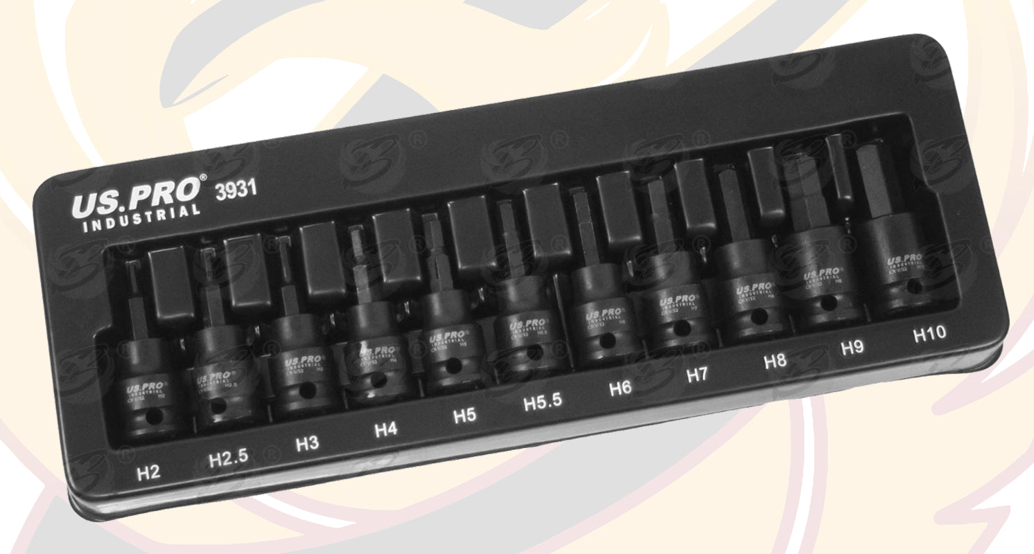 US PRO 31PCS 3/8" DRIVE IMPACT HEX - TORX - SPLINE BIT SOCKETS