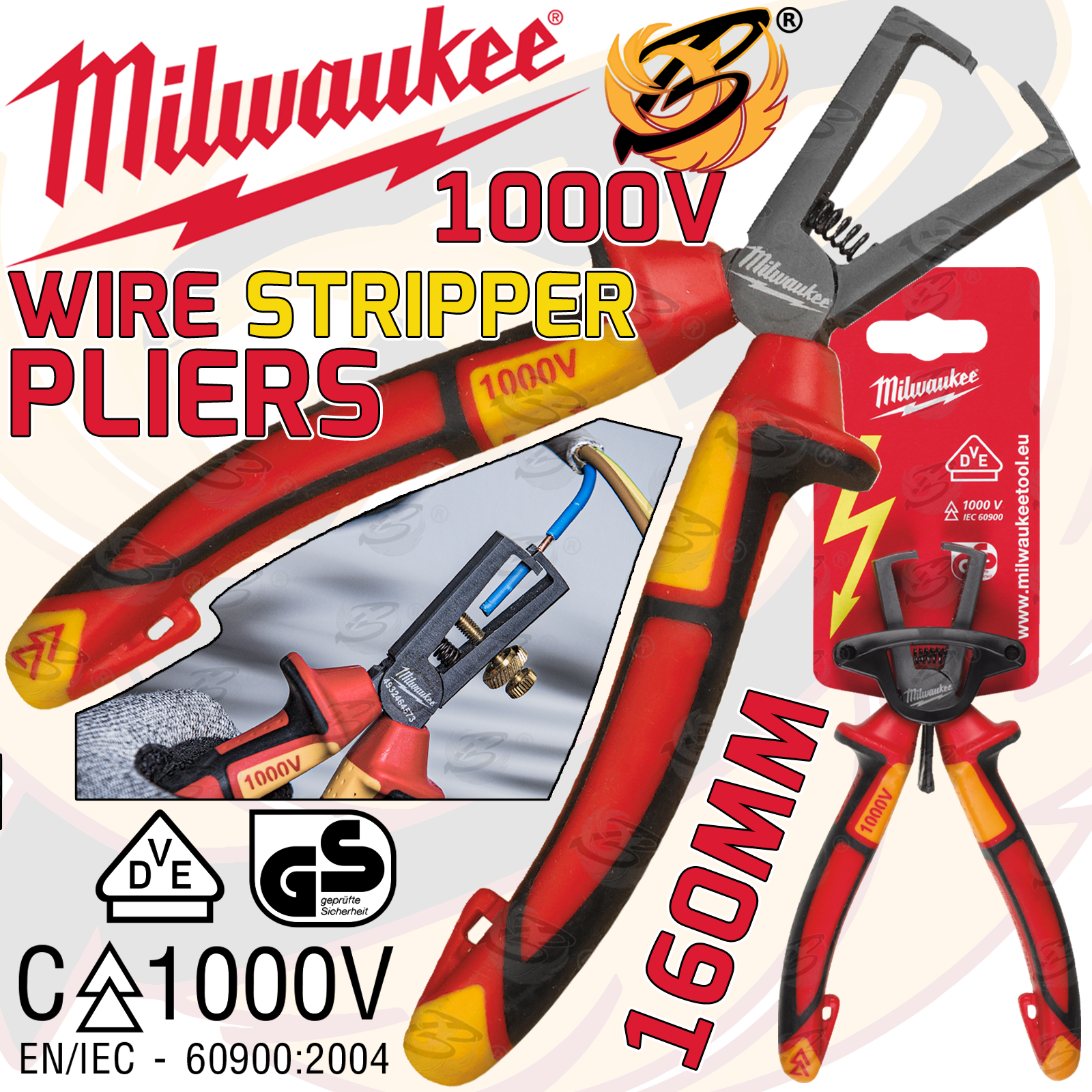 Milwaukee 1000V VDE Wire Stripping Pliers 160mm ( 4932464573 )