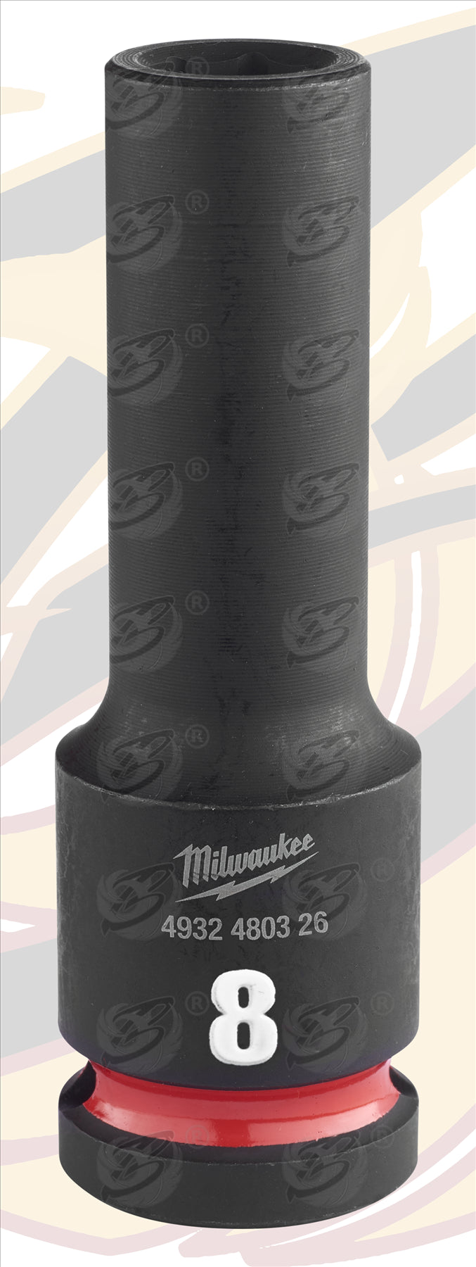MILWAUKEE 8MM 1/2" DRIVE 6 POINT DEEP IMPACT SOCKET ( SINGLE )