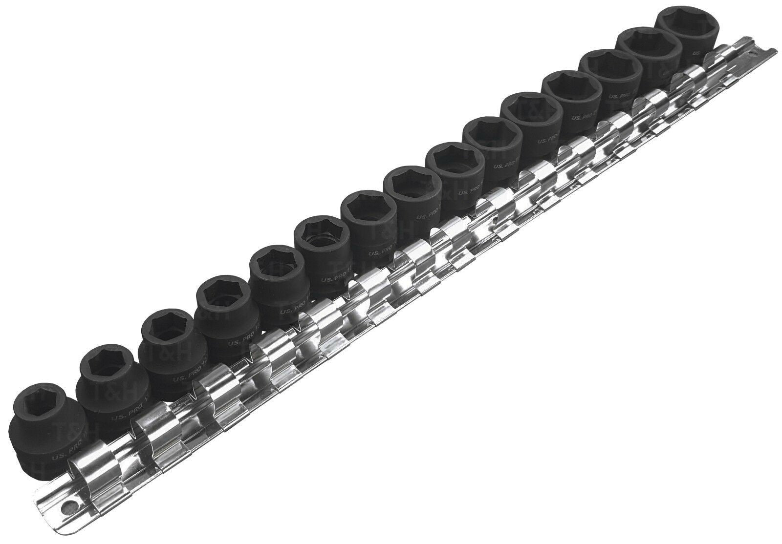 US PRO 15PCS 1/2" DRIVE 6 POINT SHALLOW IMPACT SOCKETS 10MM - 24MM