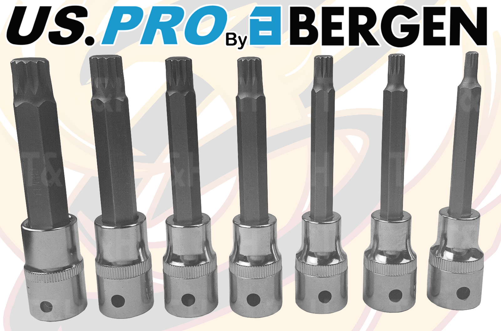 US Pro 26 Piece 1/2" Drive Spline Bit Sockets M5 - M16 3405