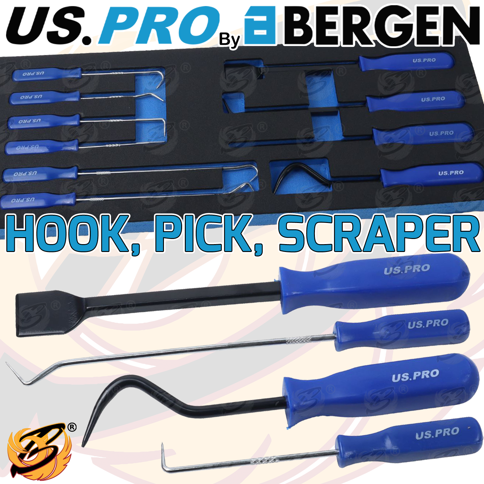 US Pro 10 Piece Pick, Hook & Scraper Set ( 5058 )