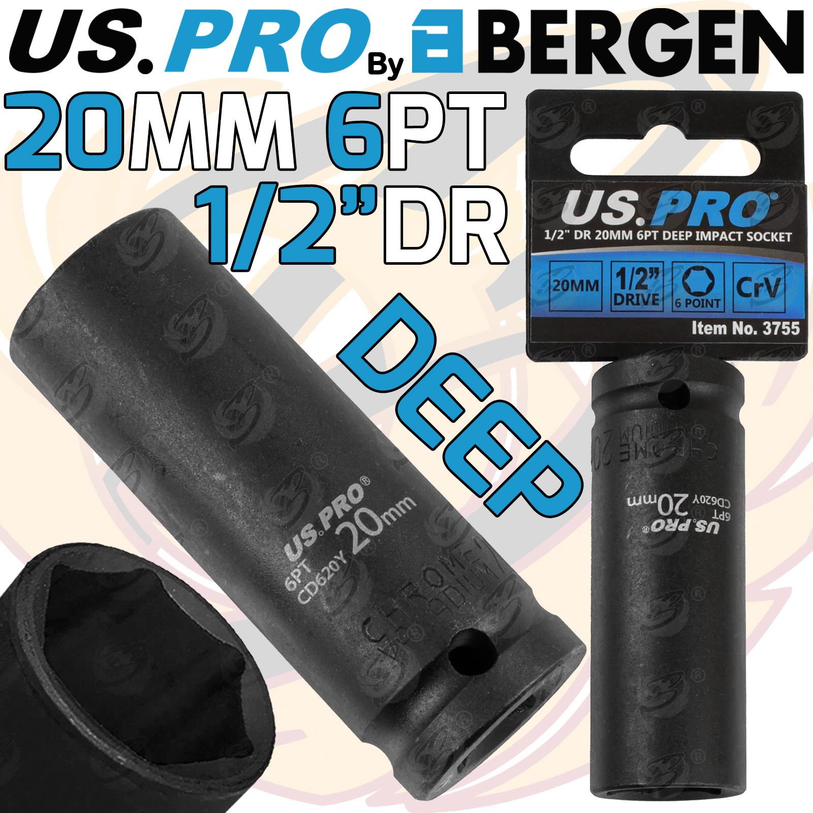 US Pro 20mm 1/2" Drive 6 Point Deep Impact Socket ( Single ) ( 3755 )