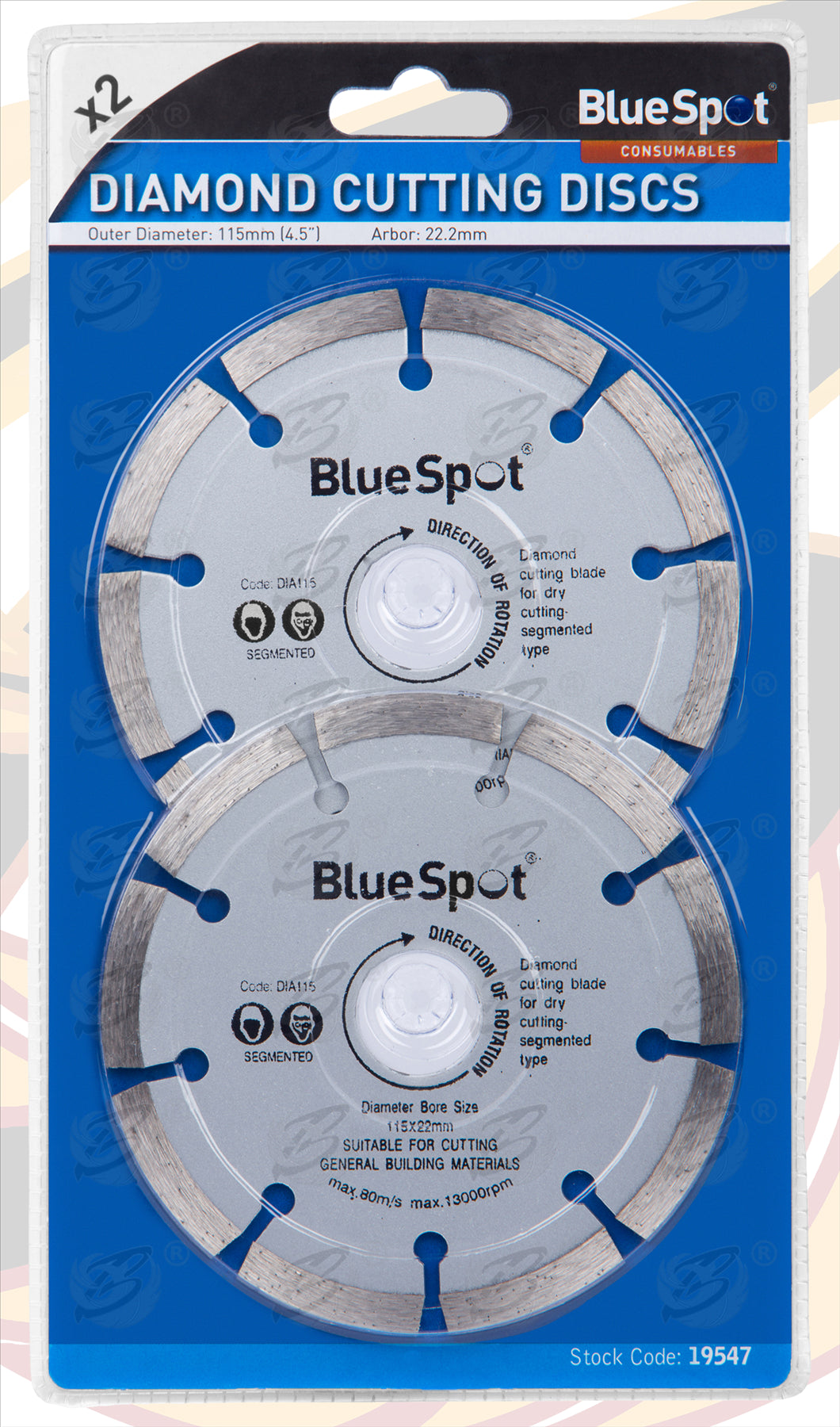 BLUESPOT 4.5" ( 115MM ) DIAMOND CUTTING DISCS ( X 2 )