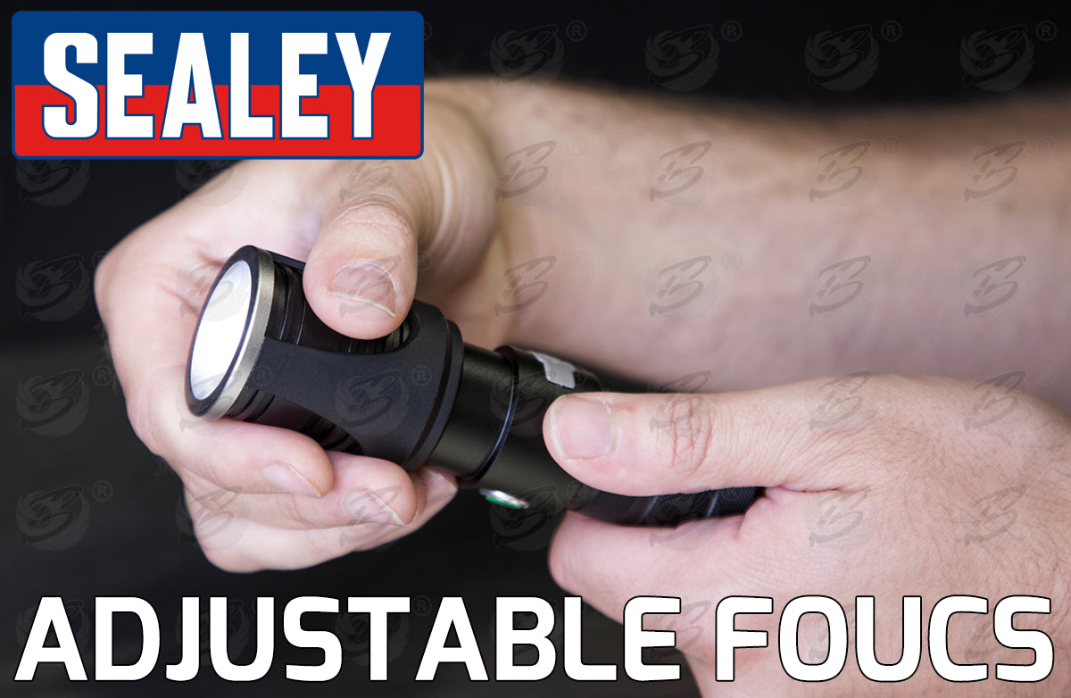 SEALEY RECHARGEABLE LI - ION SMD LED TORCH 10W 300LM - 1000LM