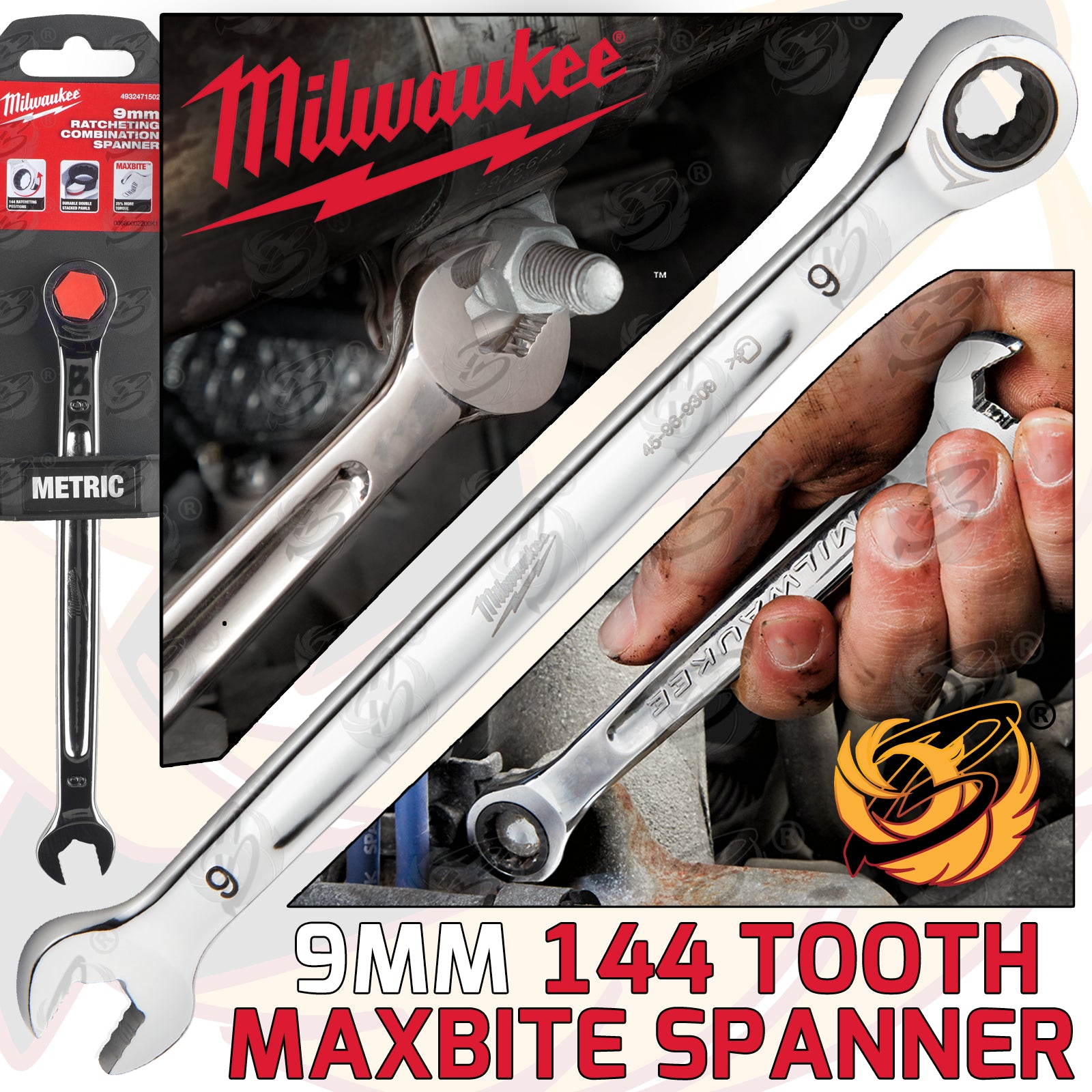 MILWAUKEE 9MM 144 TEETH MAXBITE RATCHET SPANNER