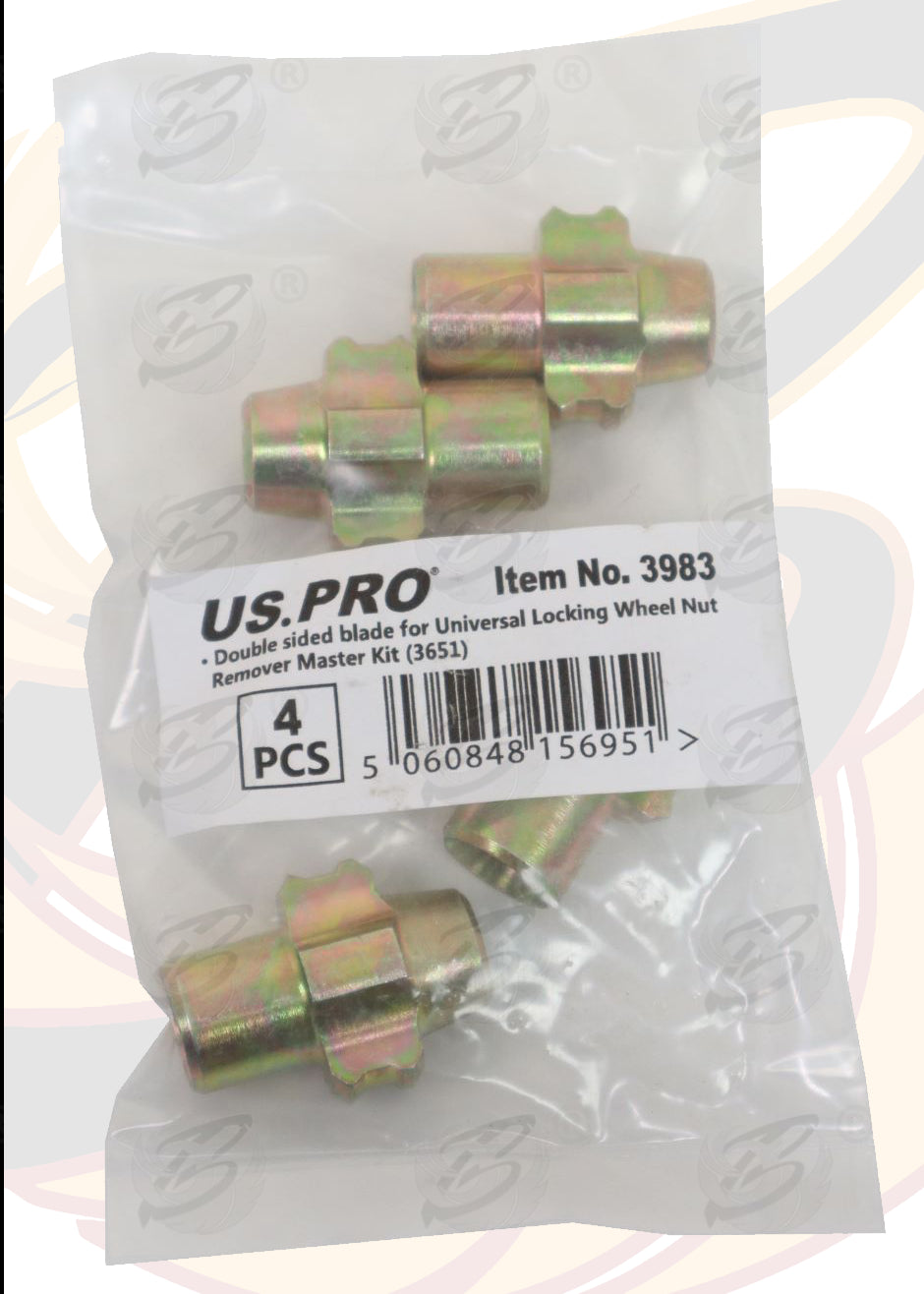 US PRO 4PCS REPLACEMENT LOCKING WHEEL NUT REMOVER BLADES