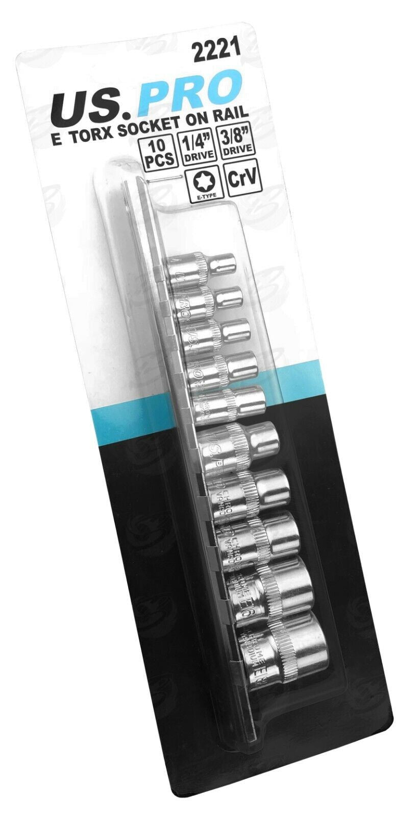 US Pro 10 Piece 1/4" & 3/8" Drive E - Torx Sockets E4 - E18 2221