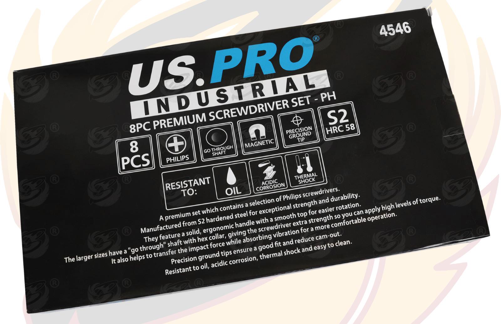 US PRO INDUSTRIAL 8PCS MAGNETIC GO THROUGH SCREWDRIVER SET ( PHILLIPS )