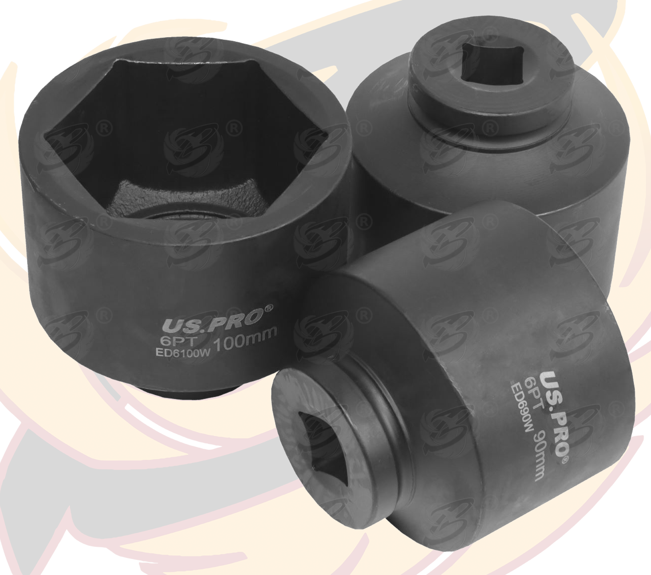 US Pro 6 Piece 1" Drive 6 Point Jumbo Impact Sockets ( 70mm - 80mm - 85mm - 90mm - 95mm - 100mm ) 7544