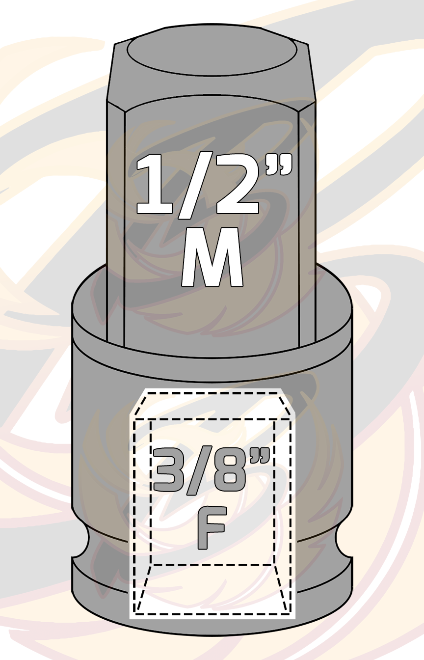 US Pro Impact Socket Ada Pointer 3/8" Drive Up To 1/2" Drive ( 3498 )