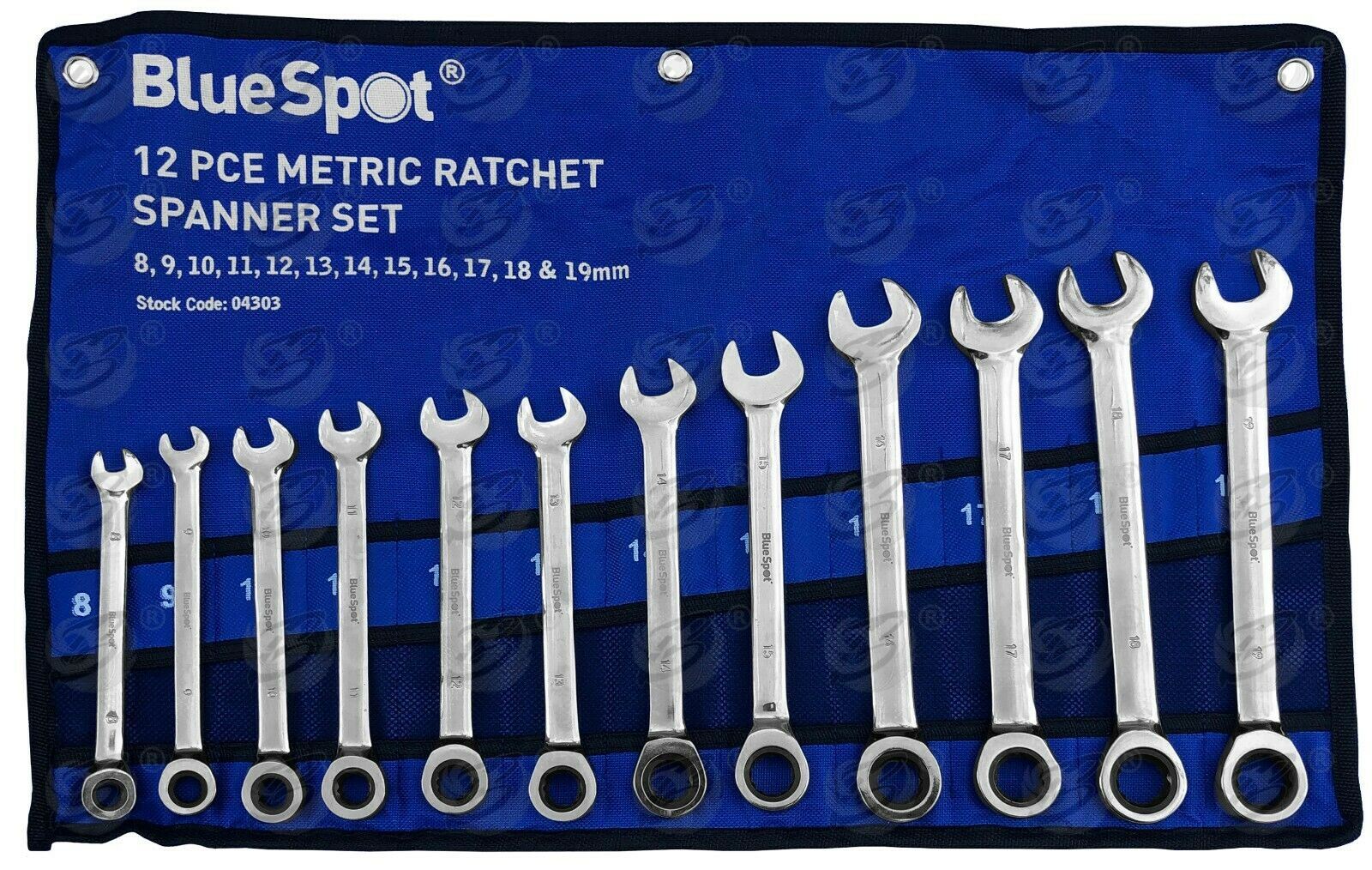 BLUESPOT 12PCS COMBINATION RATCHET SPANNER SET 8MM - 19MM