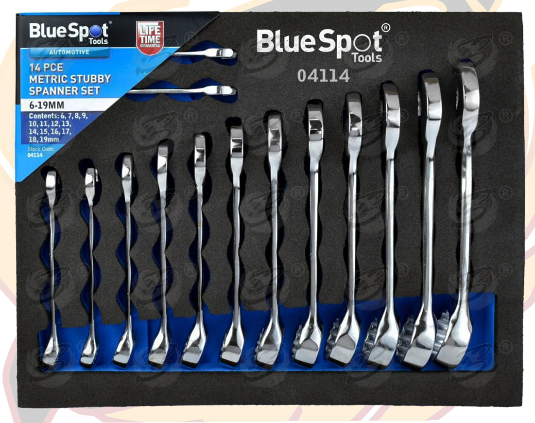 BLUESPOT 14PCS STUBBY COMBINATION SPANNERS 6MM - 19MM
