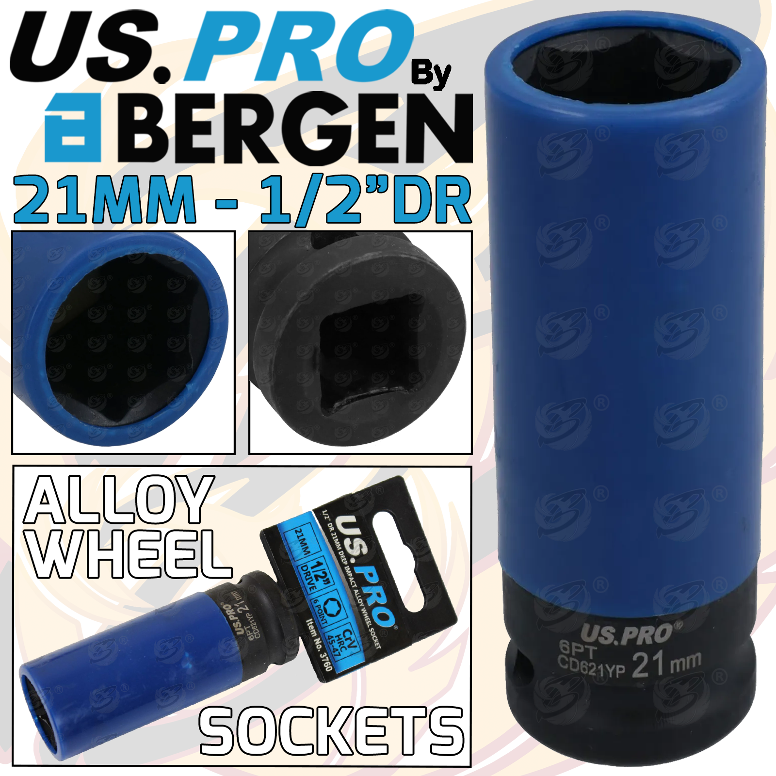 US Pro 21mm 1/2" Drive 6 Point Deep Impact Alloy Wheel Nut Socket ( 3760 )