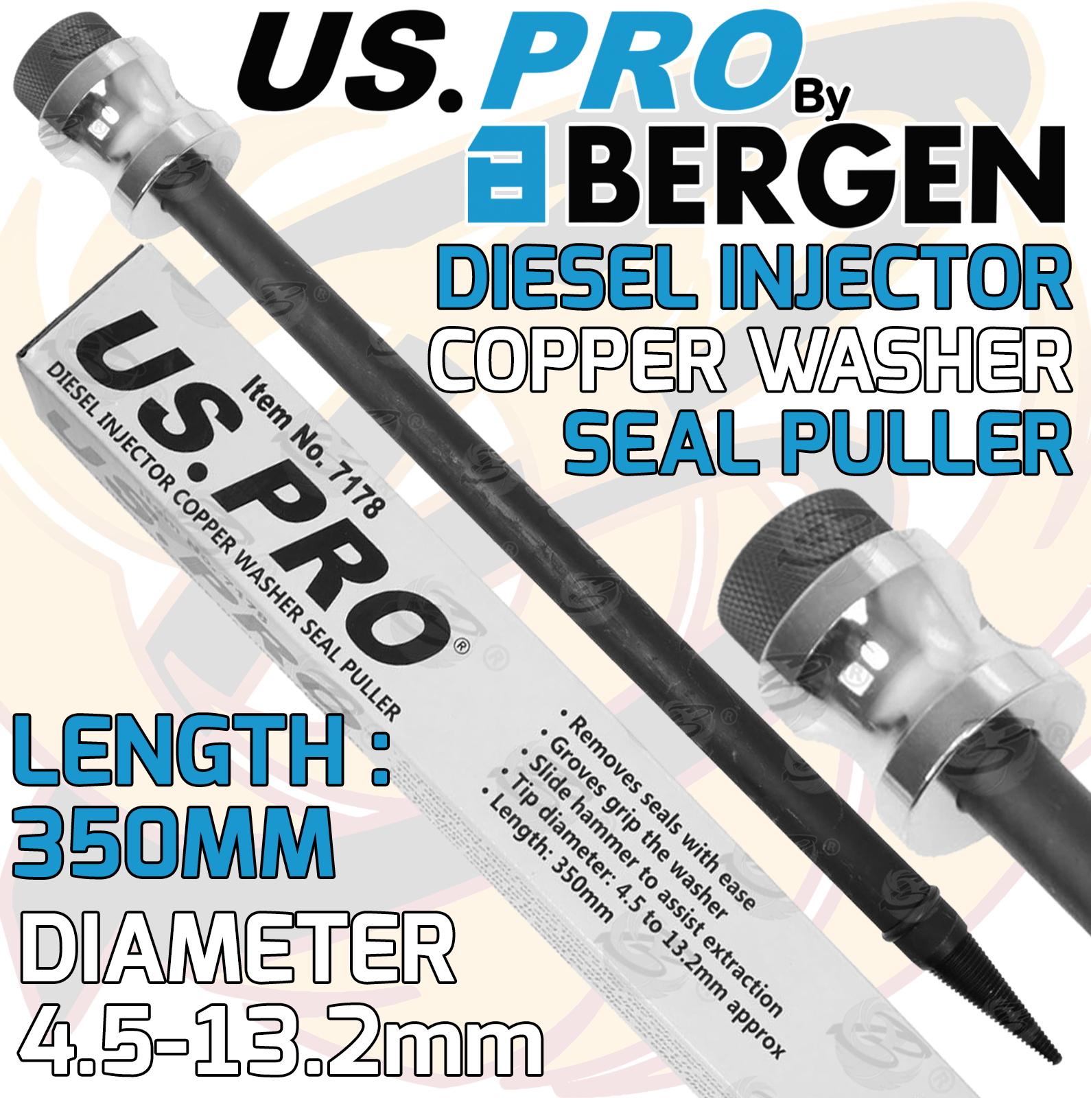US Pro Diesel Injector Copper Washer Seal Puller 7178
