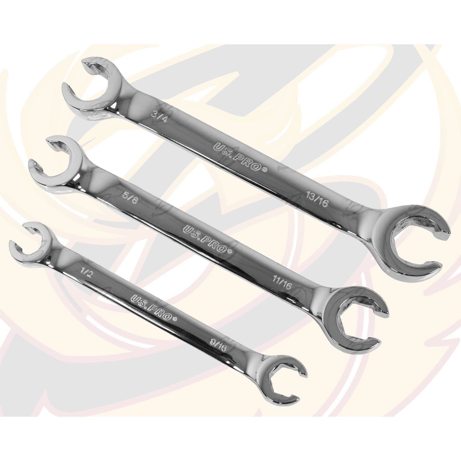 US Pro 6 Piece 6 Point Sae Flare Nut Spanner Set 1/4" - 1" 2295