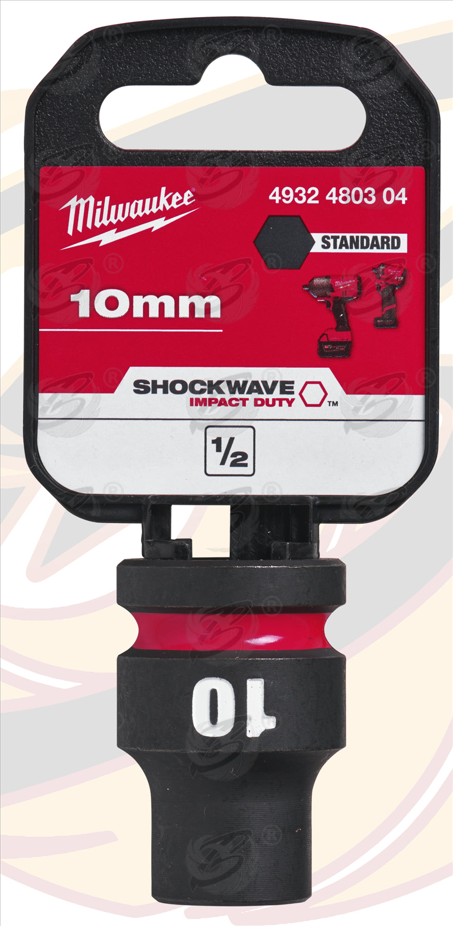 MILWAUKEE 10MM 1/2" DRIVE 6 POINT SHALLOW IMPACT SOCKET ( SINGLE )