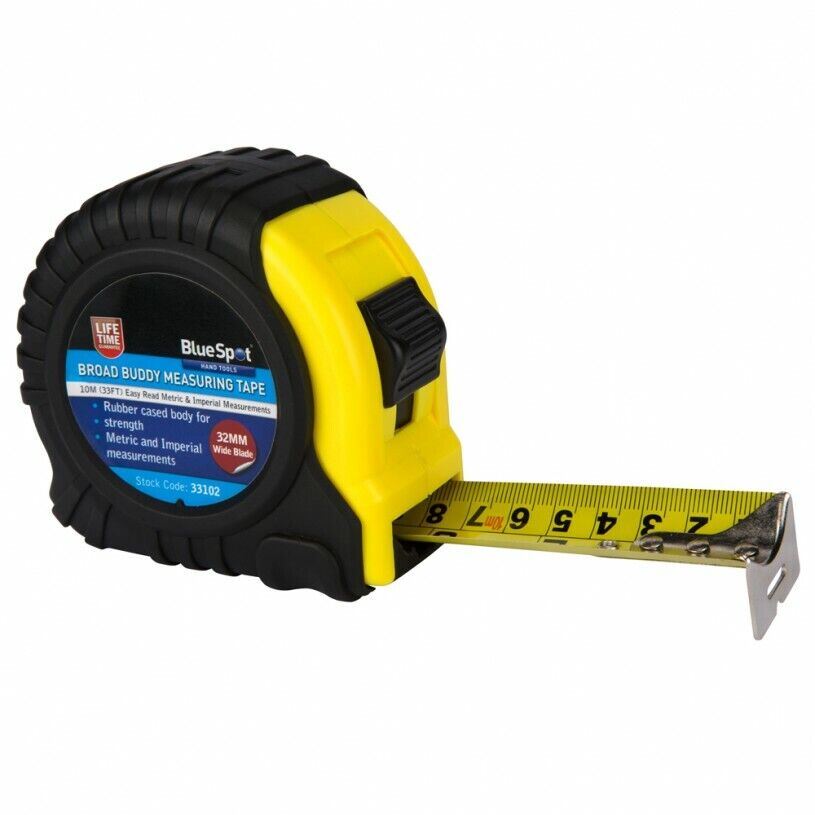 BLUESPOT 10M ( 33FT ) BROAD BUDDY TAPE MEASURE