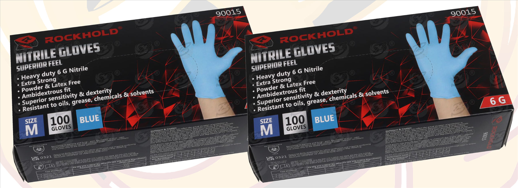 ROCKHOLD HEAVY DUTY BLUE 6 MIL NITRILE TEXTURED TIP GLOVES ( MEDIUM - 200 GLOVES )