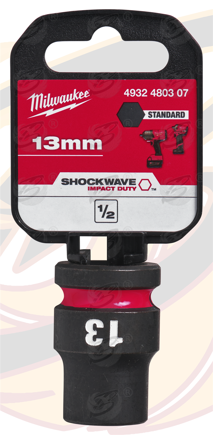 Milwaukee 13mm 1/2" Drive 6 Point Shallow Impact Socket ( Single ) ( 4932480307 )