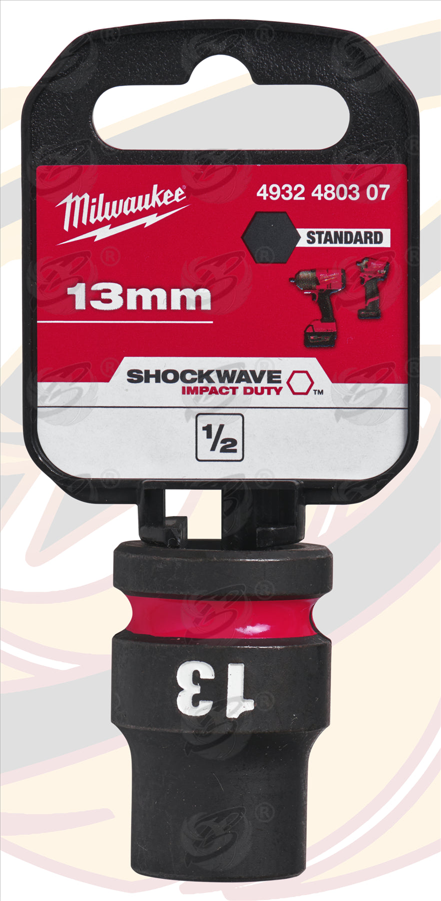 MILWAUKEE 13MM 1/2" DRIVE 6 POINT SHALLOW IMPACT SOCKET ( SINGLE )