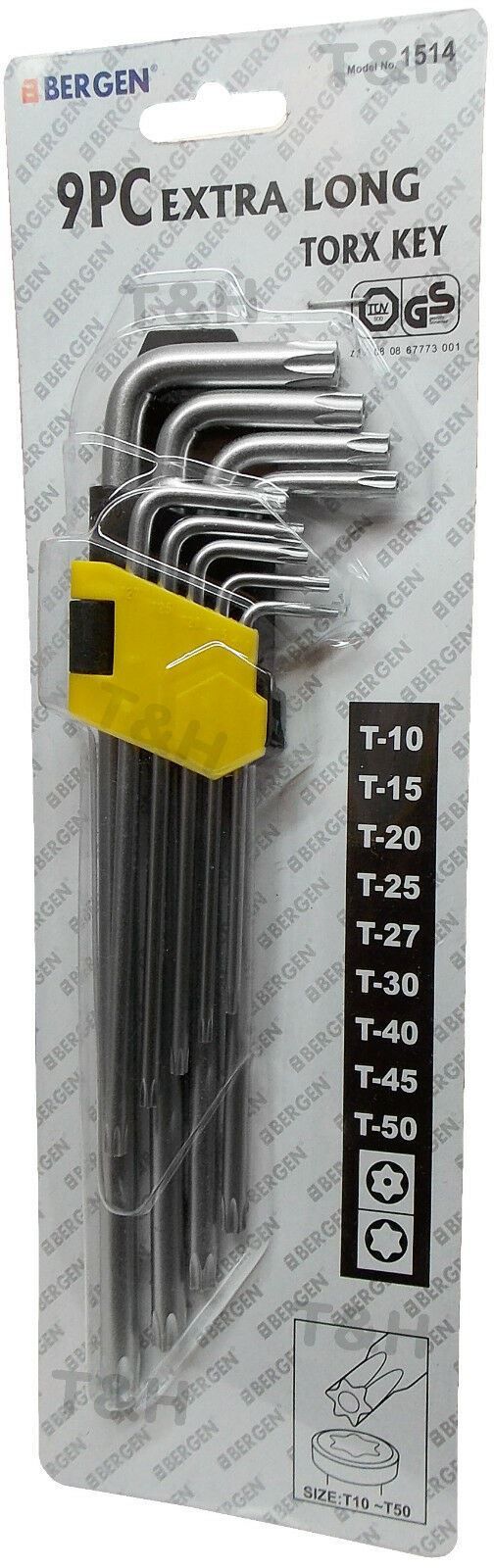 US Pro 9 Piece Extra Long Torx Key Set T10 - T50 2236
