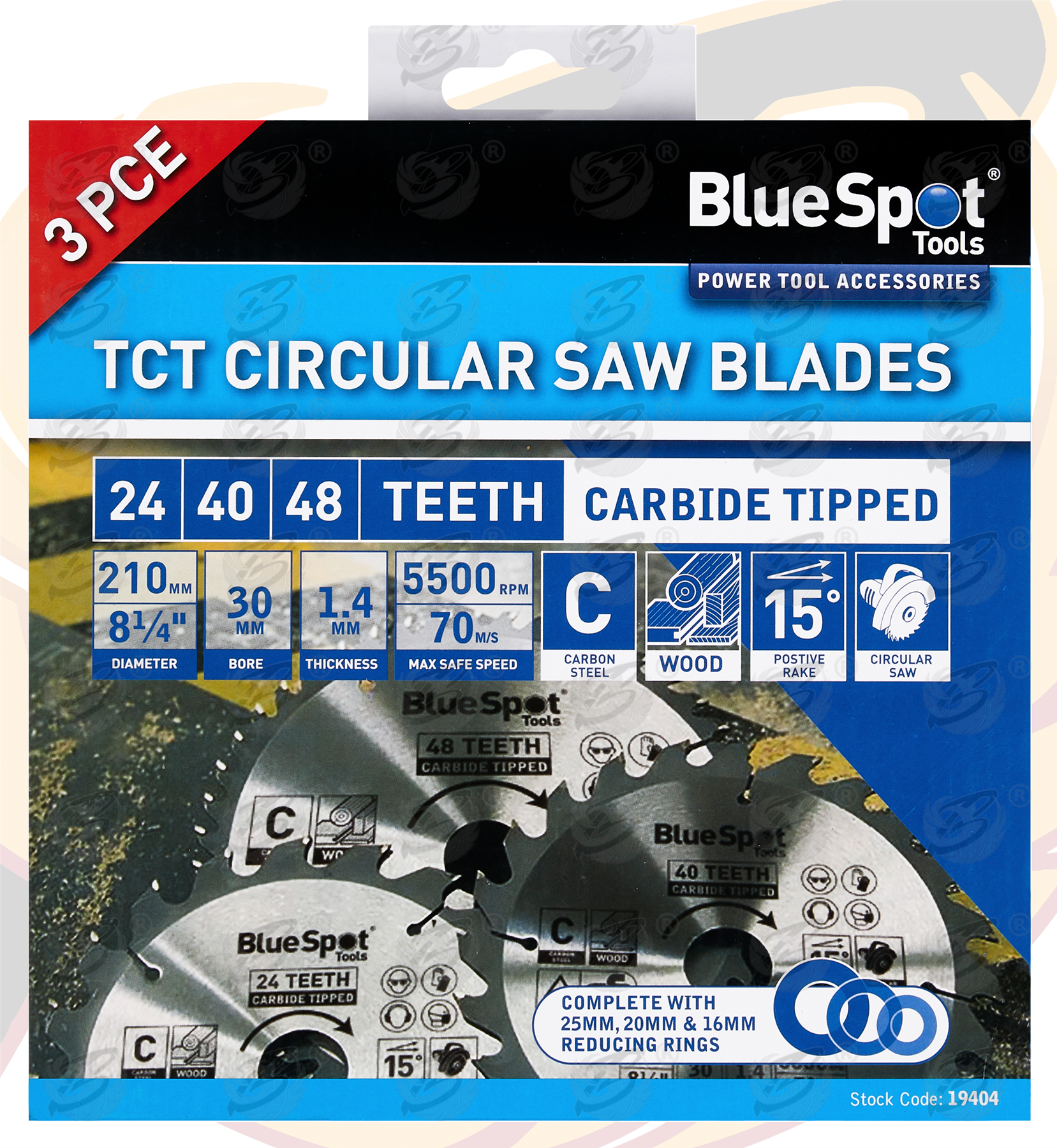 BlueSpot Circular Saw Blade 210mm x 30mm ( 20T & 24T & 40T ) ( Tct Blades ) ( 19404 )