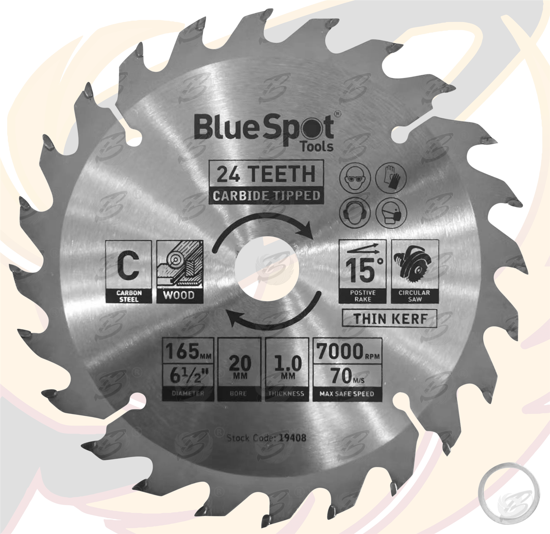 BlueSpot Circular Saw Blade 165mm x 20mm x 24T ( Tct Blades ) ( 19408 )