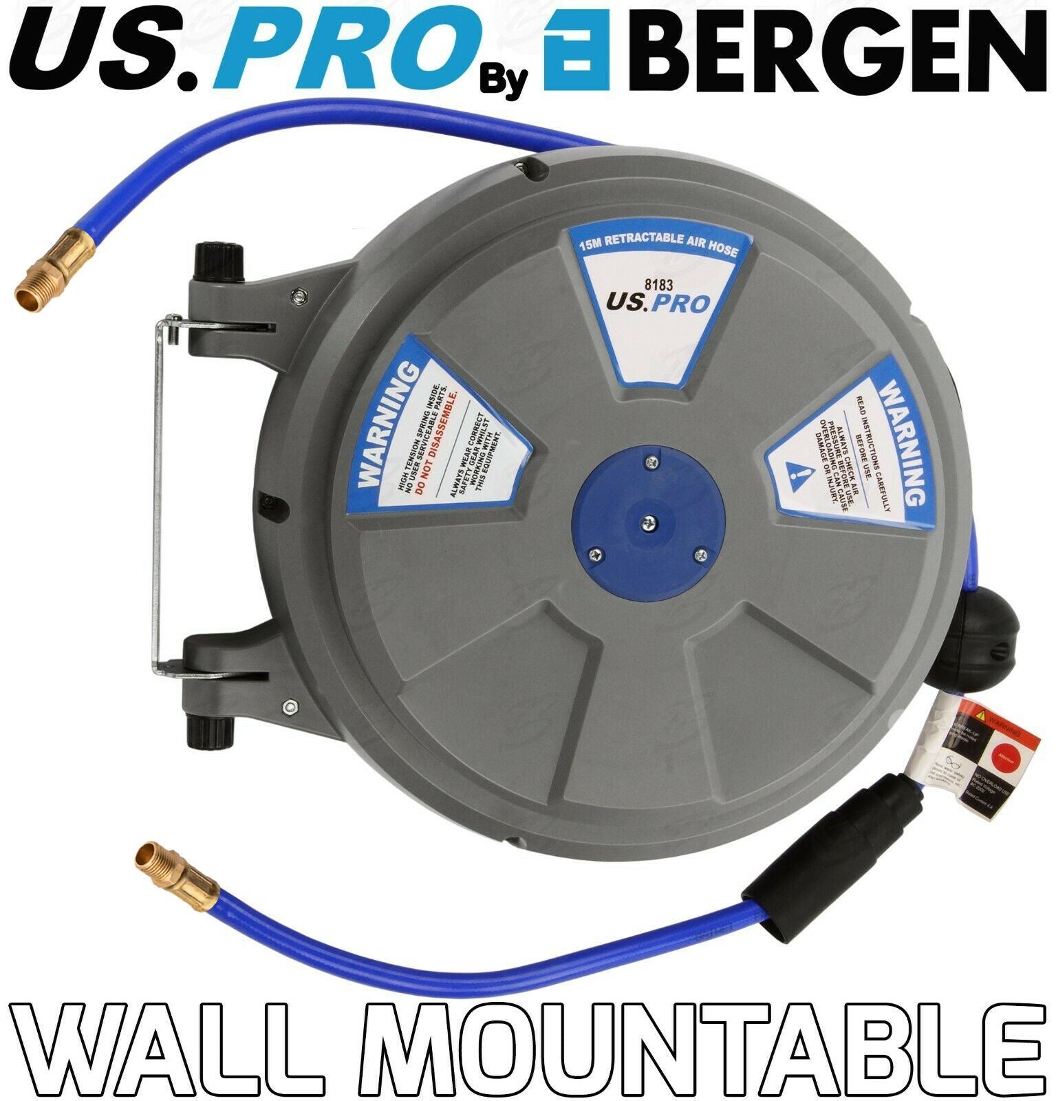 US PRO 15M x 8MM RETRACTABLE AIR HOSE REEL