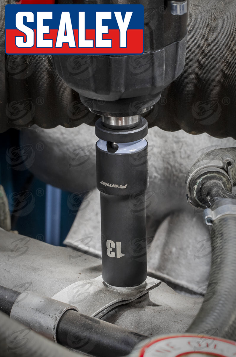 SEALEY 16PCS 1/2" DRIVE 6 POINT DEEP IMPACT SOCKETS 10MM - 32MM