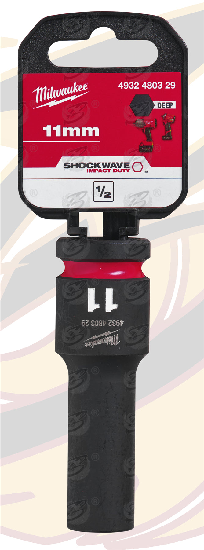 MILWAUKEE 11MM 1/2" DRIVE 6 POINT DEEP IMPACT SOCKET ( SINGLE )