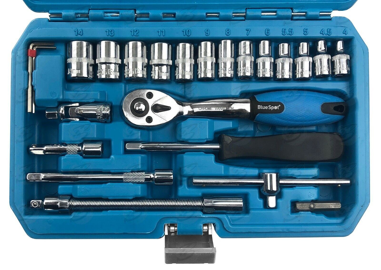 BLUESPOT 46PCS 1/4" DRIVE SOCKET & BIT SET 4MM - 14MM