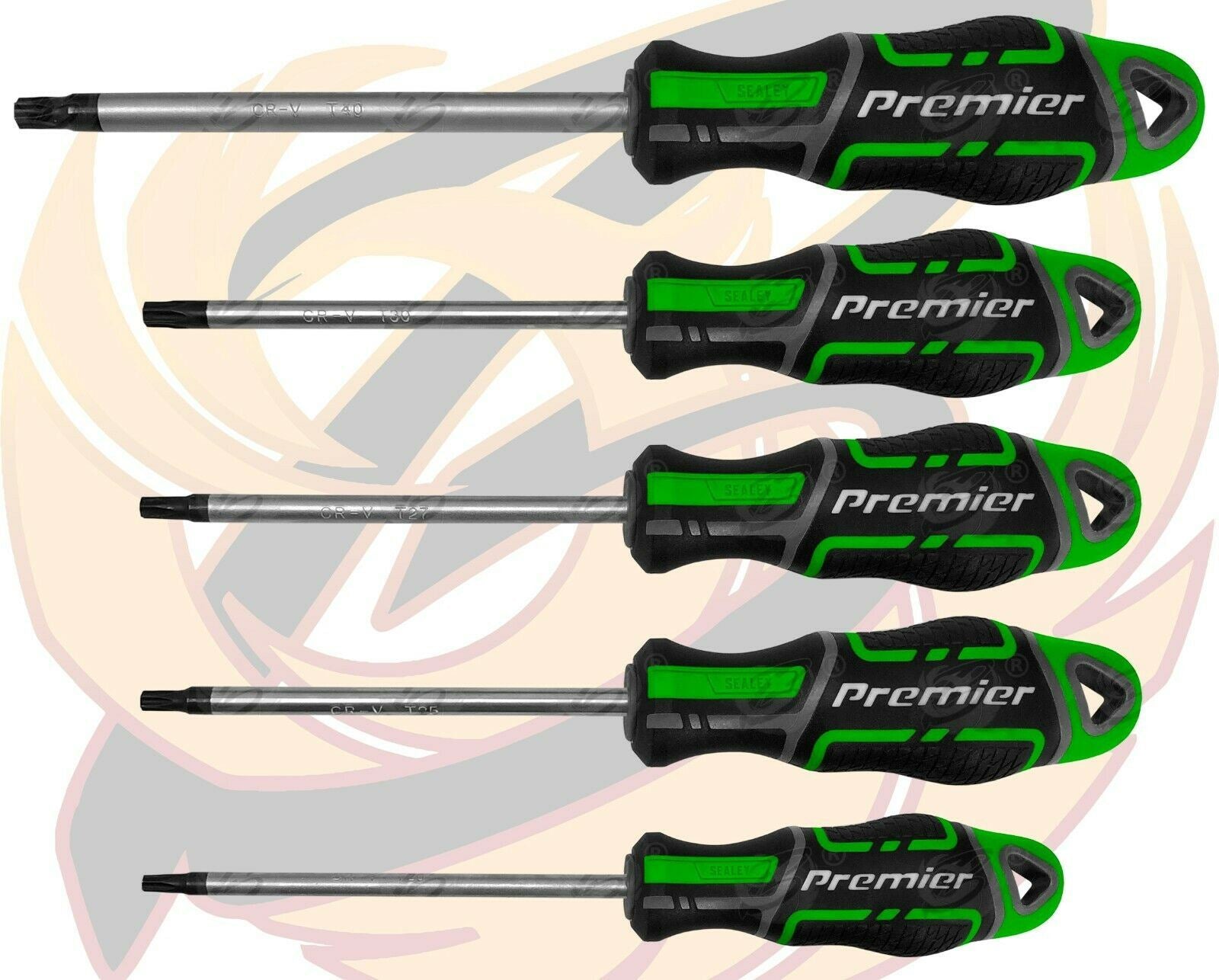 SEALEY 10PCS MAGNETIC TORX SCREWDRIVER SET T7 - T40 ( HI VIS )