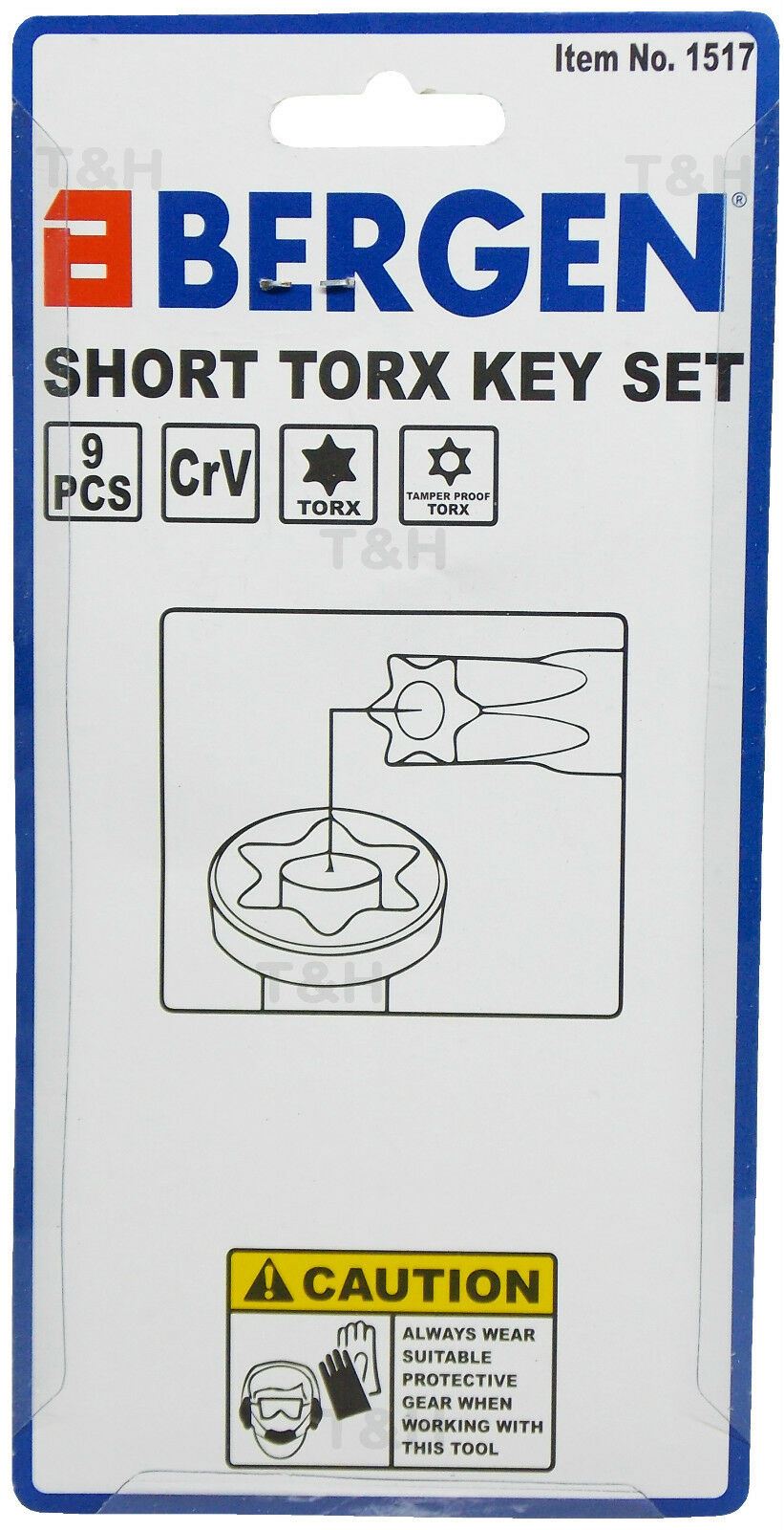 US PRO 9PCS STUBBY TORX KEY SET T10 - T51