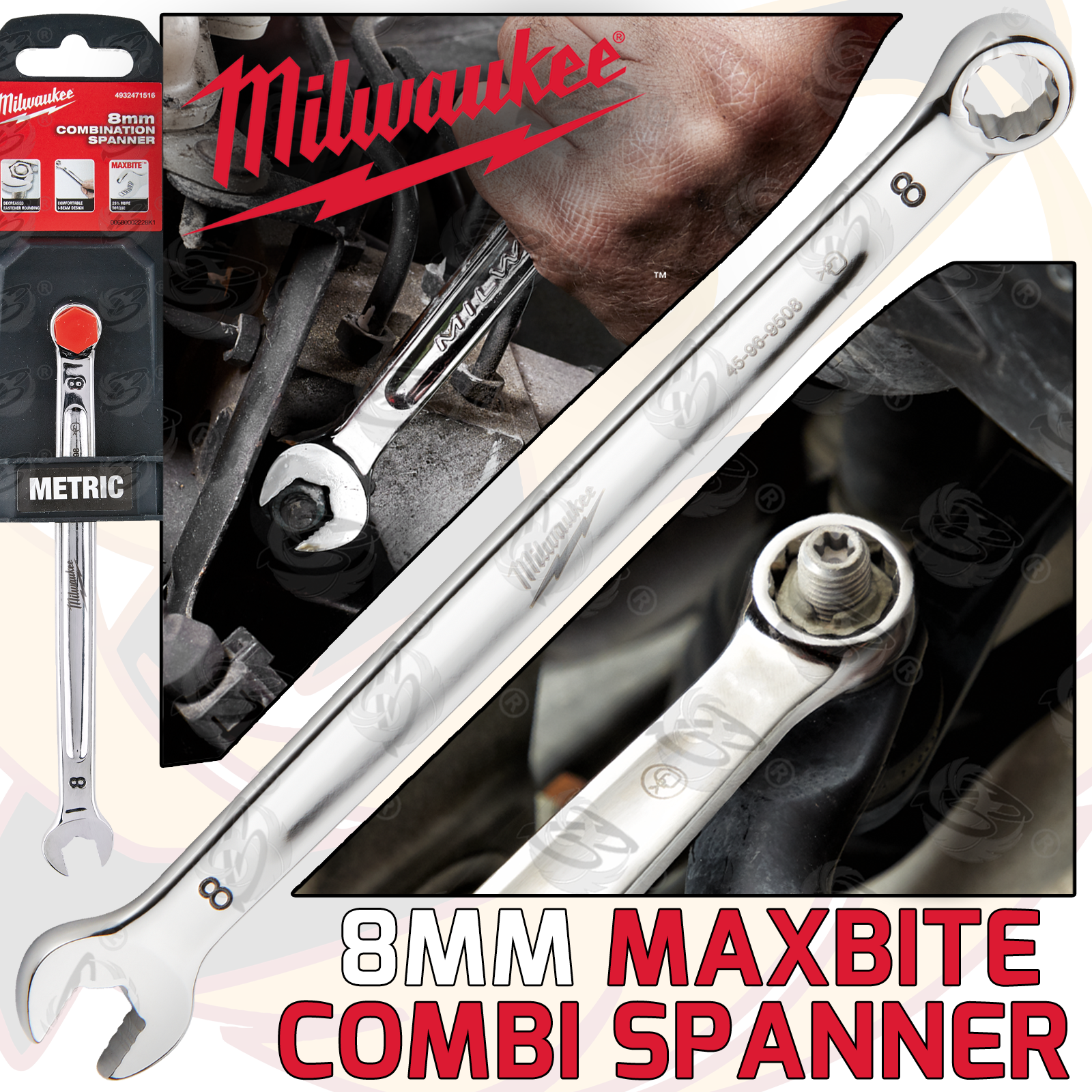 Milwaukee 8mm Maxbite Combination Spanner ( Single ) ( 4932471516 )