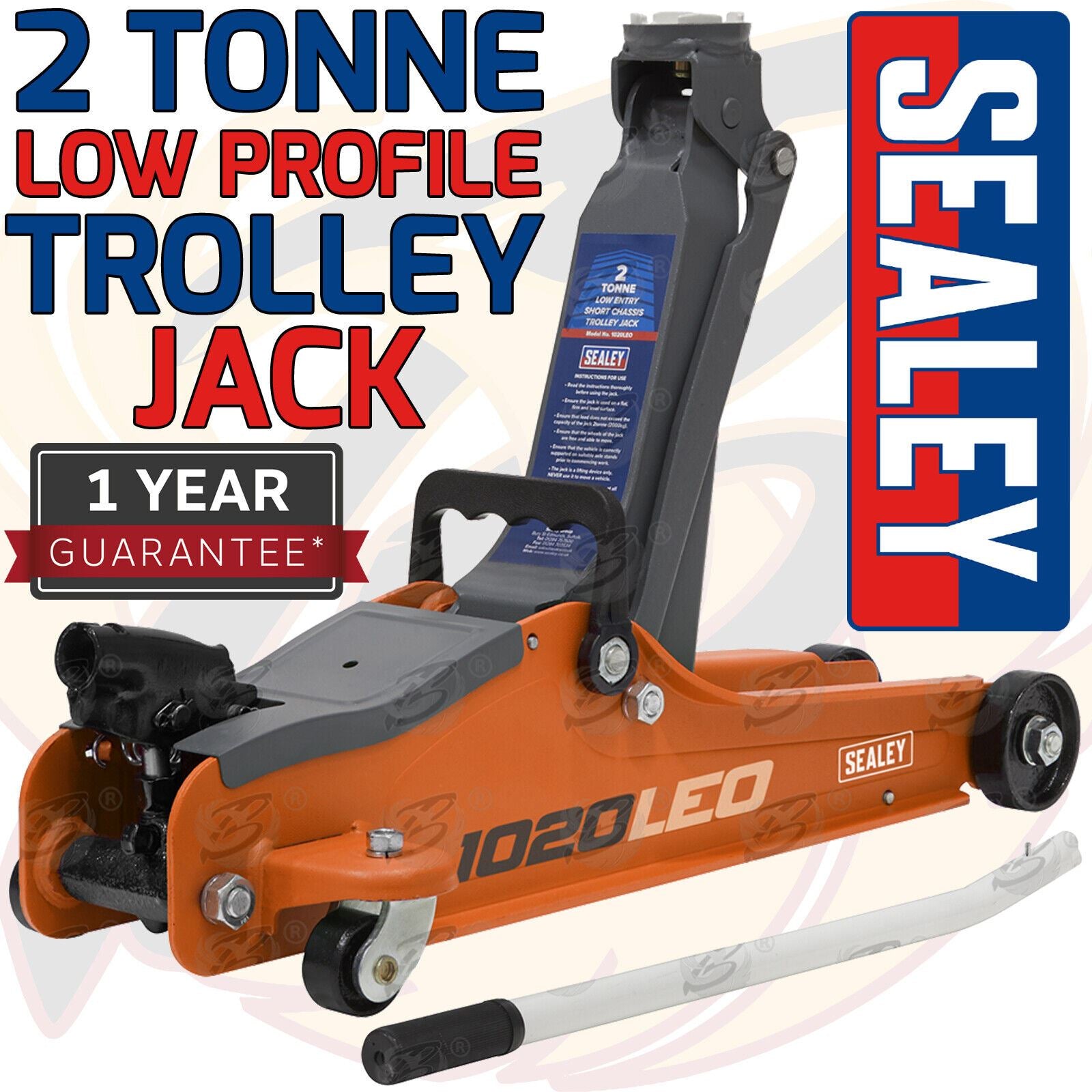 Sealey 2 Tonne Low Profile Trolley Jack ( Orange ) ( 1020LEO )