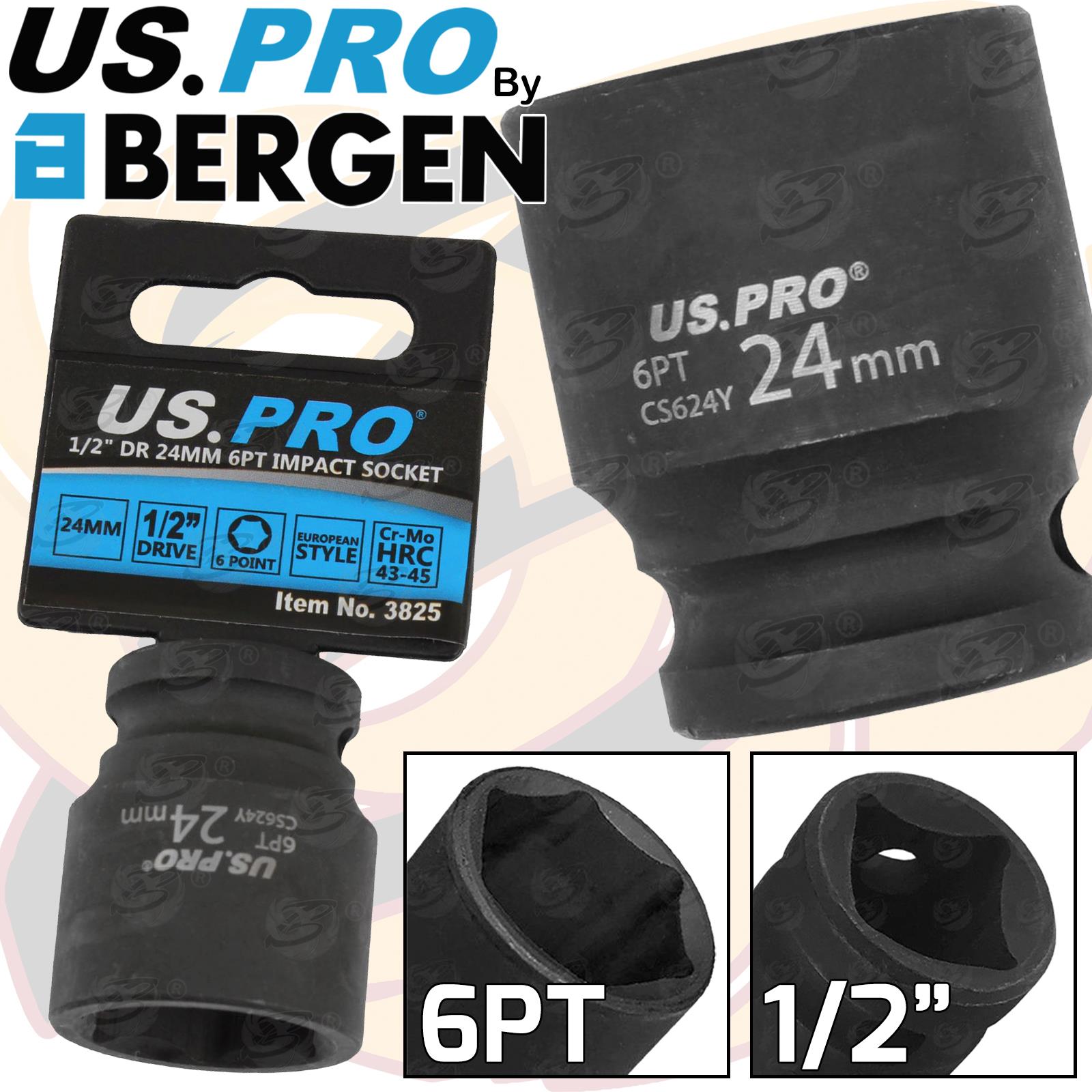 US Pro 24mm 1/2" Drive 6 Point Shallow Impact Socket 3825