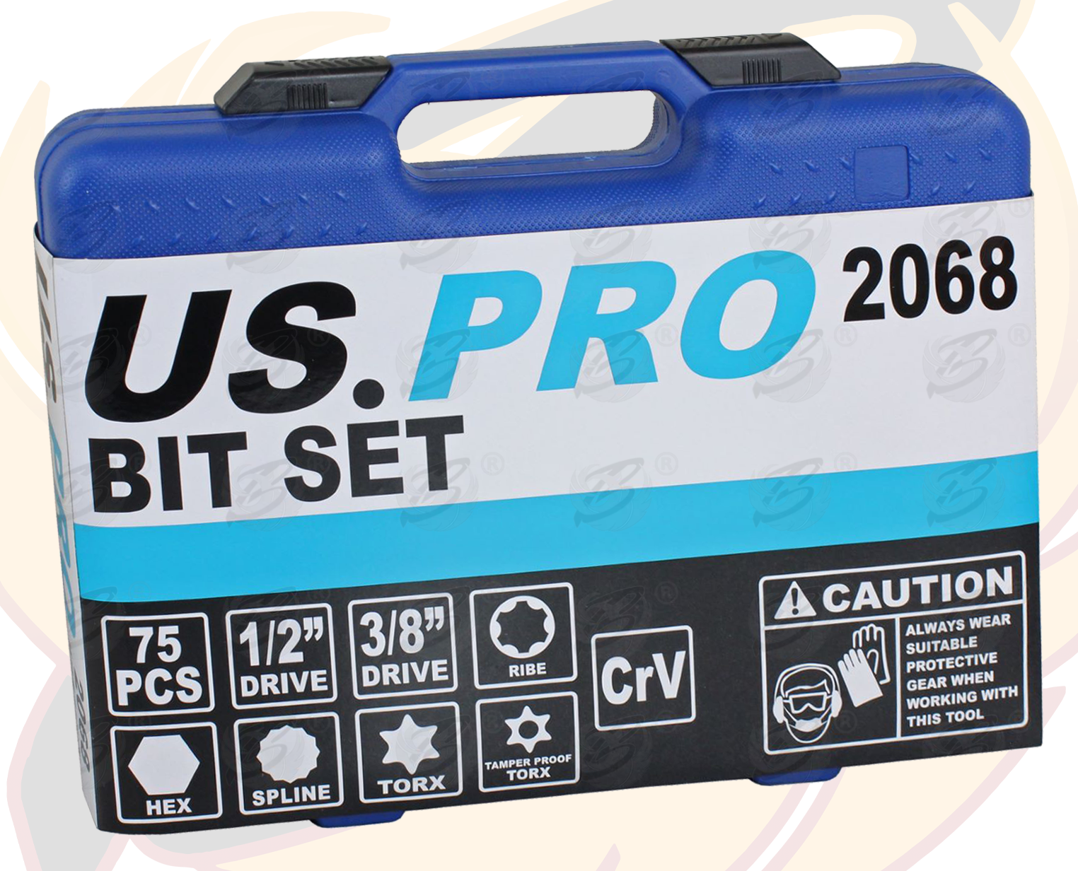 US Pro 75 Piece Hex - Torx - Spline - Ribe - Tamperproof Torx Bit Sockets 2068