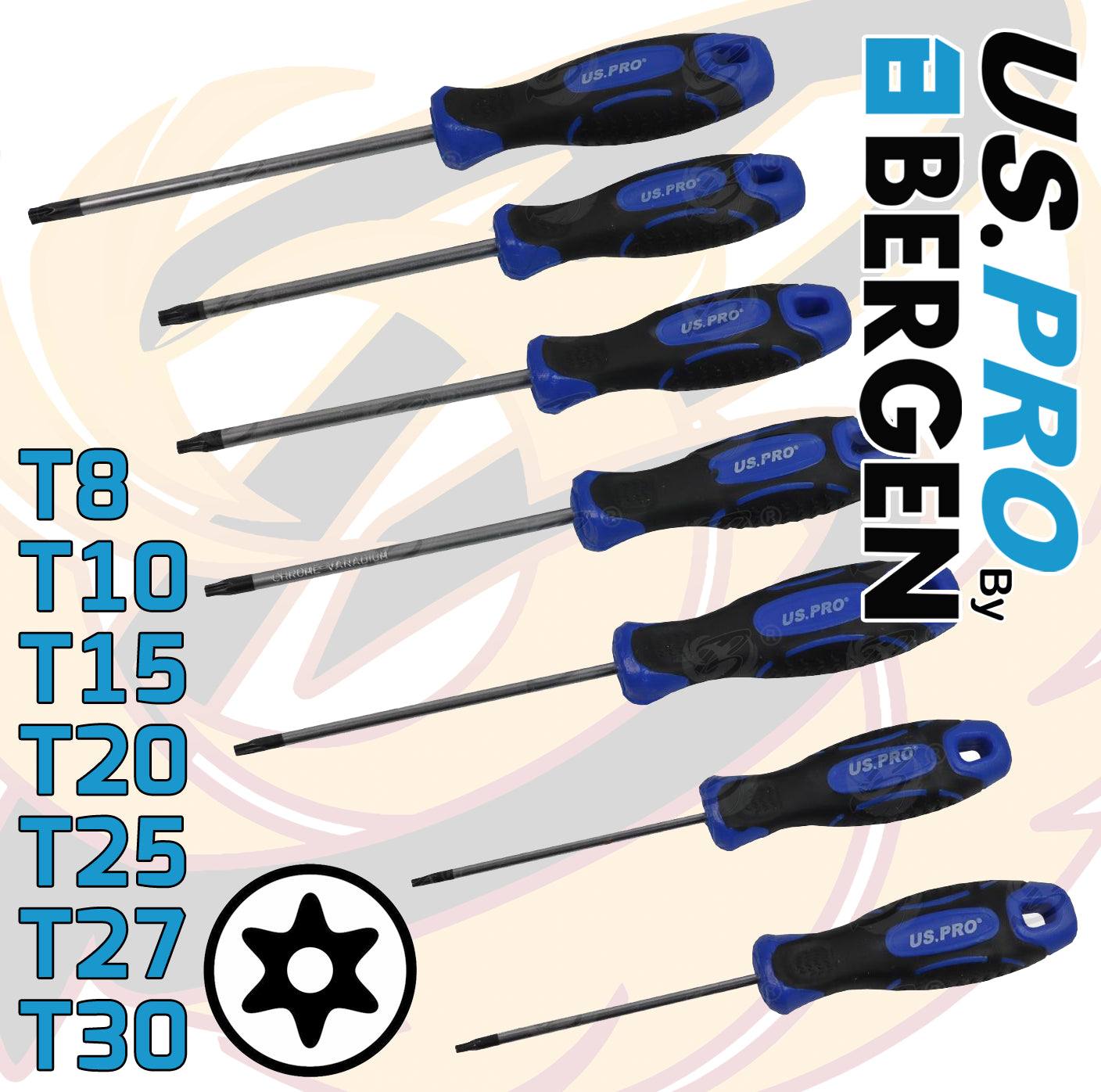 US PRO 7PCS MAGNETIC TORX SCREWDRIVER SET T8 - T30