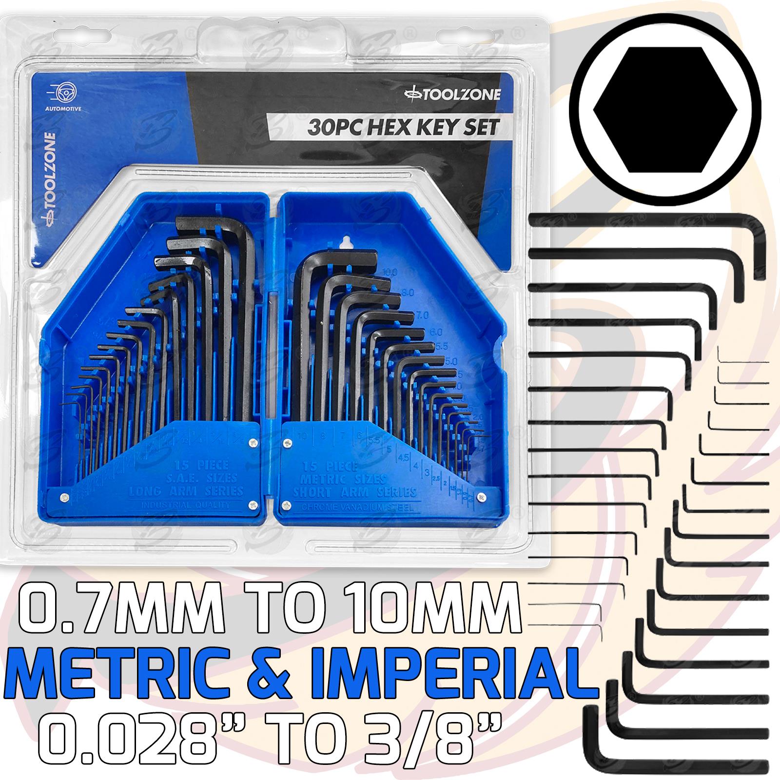 TOOLZONE 30PCS METRIC & IMPERIAL HEX KEYS