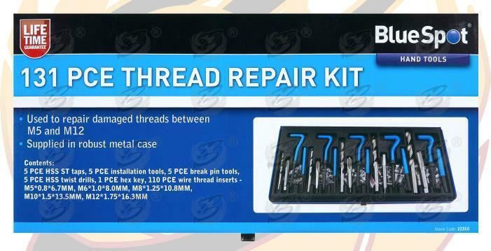 BLUESPOT 131PCS METRIC ( TAP ) THREAD REPAIR KIT M5 - M12