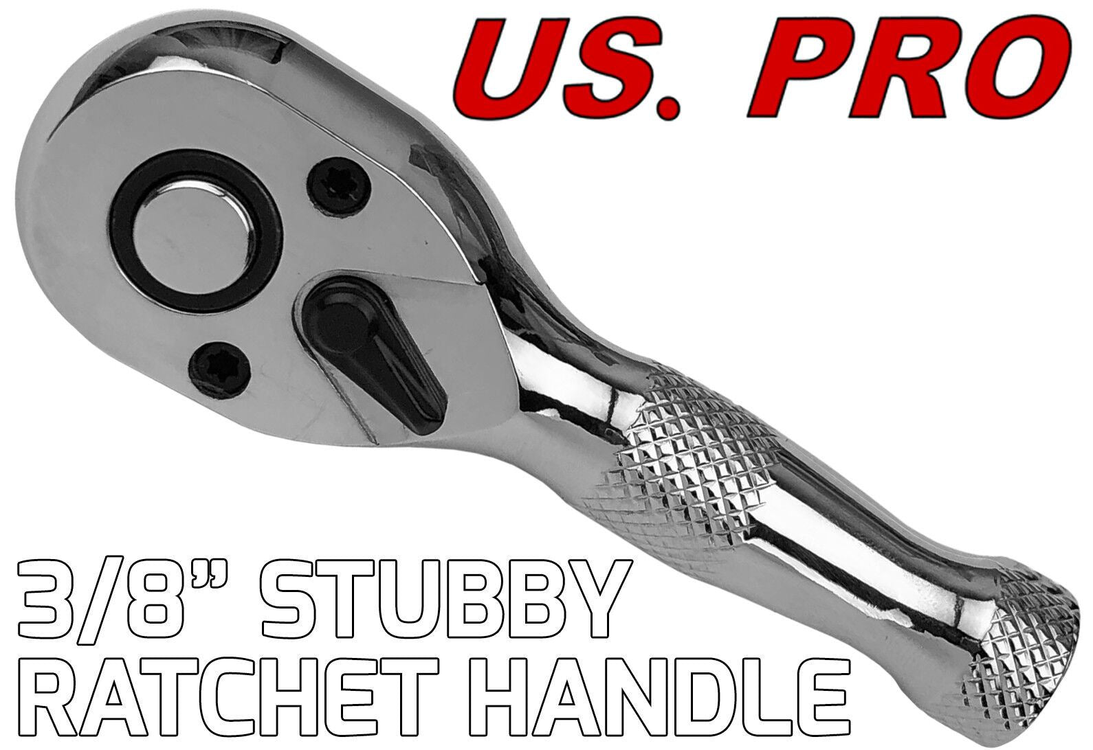 US Pro 3 Piece Stubby Ratchet Handle Set 1/4" & 3/8" & 1/2" Drive 4129