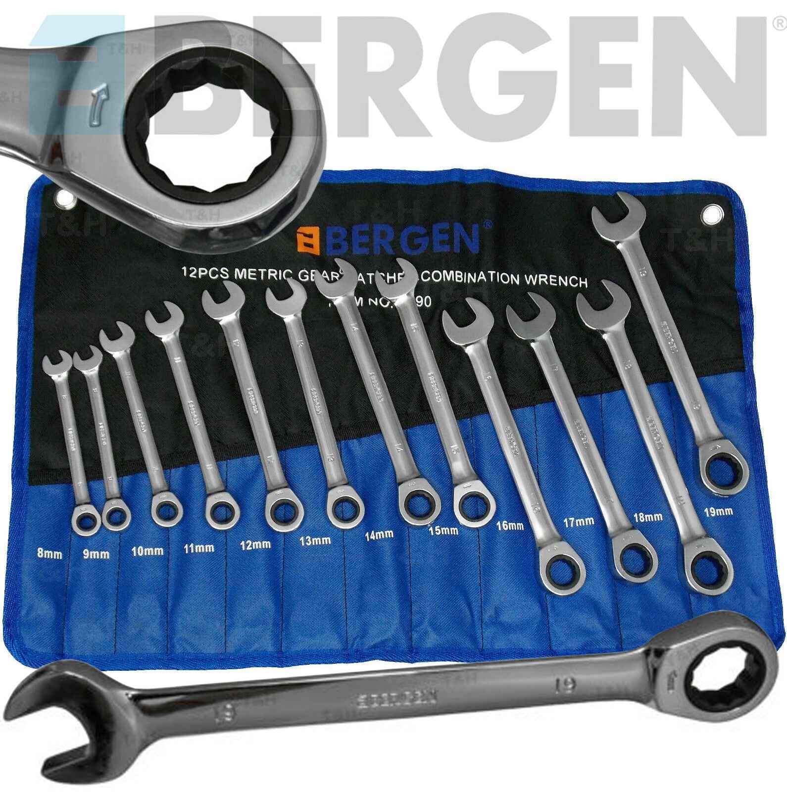 US PRO 12PCS COMBINATION RATCHET SPANNER SET 8MM - 19MM
