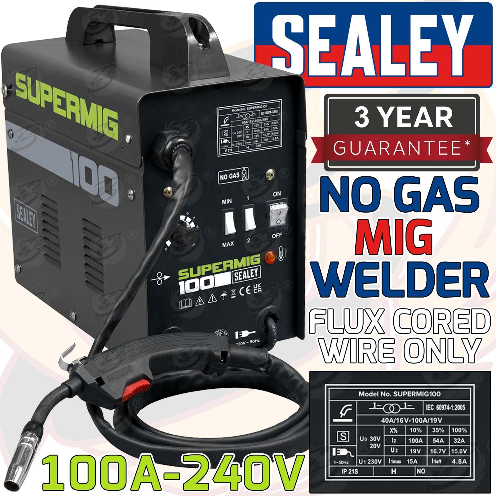 SEALEY MIG WELDER 100A 240V HIGH OUTPUT WELDER