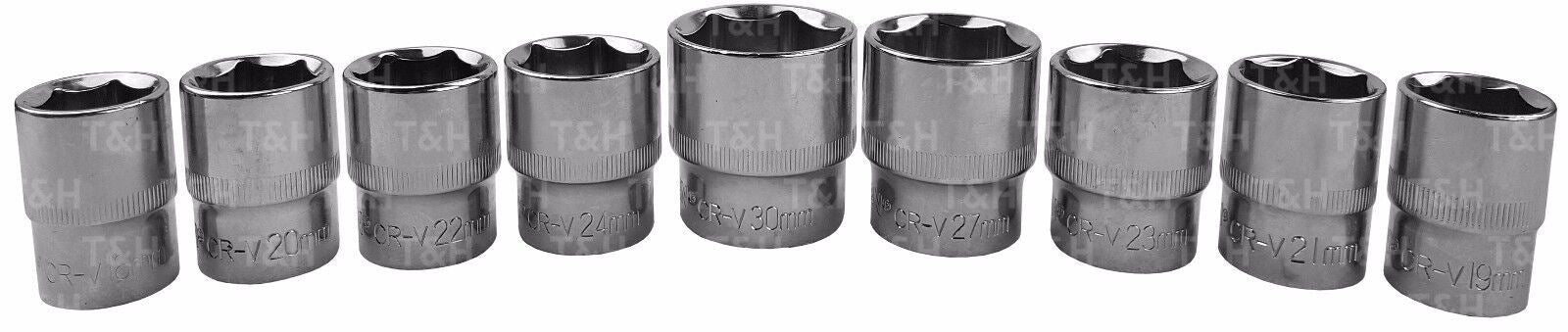 US PRO 17PCS 1/2" DRIVE 6 POINT SHALLOW SOCKETS 10MM - 30MM